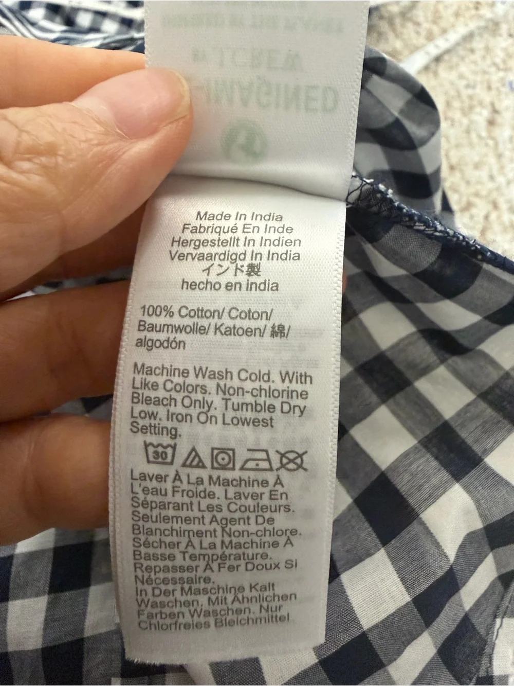 J. Crew Navy and White Gingham Button-Down Shirt size XL